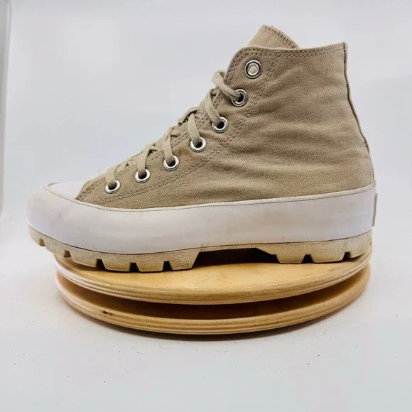 Converse Chuck Taylor All Star Lugged Women's 7 Beige Platform Shoes Hi High Top - Picture 4 of 7